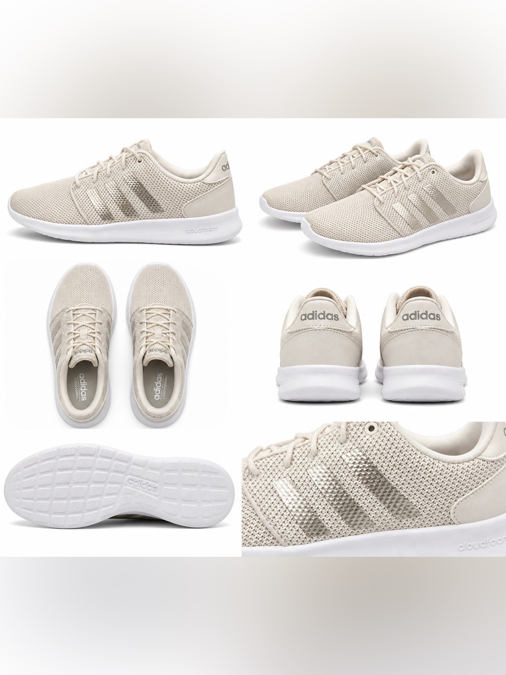 New in Box! Adidas QT Racer Neutral Knit Running Sneakers in Beige Silver sz 9